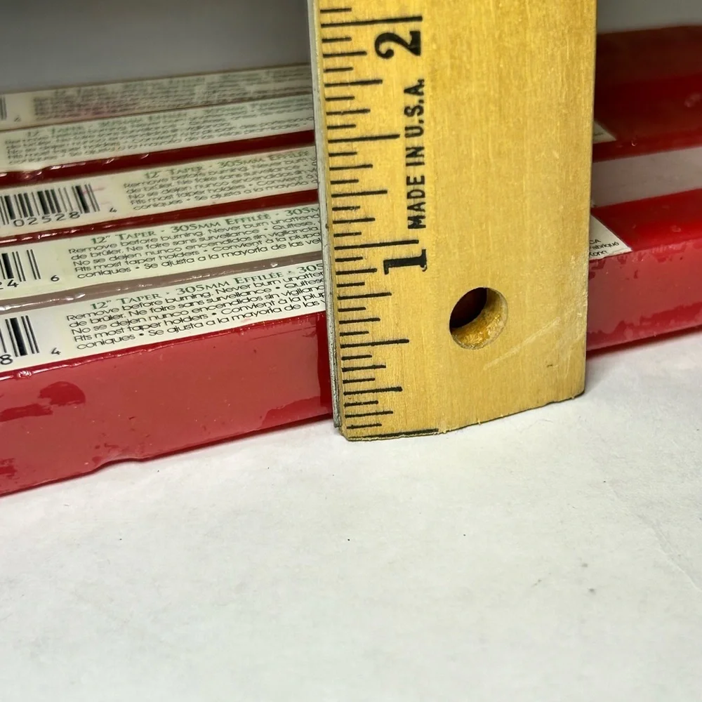 Lot Of 5‎ 12” Taper Pyramidal Square Red White Candles Vintage